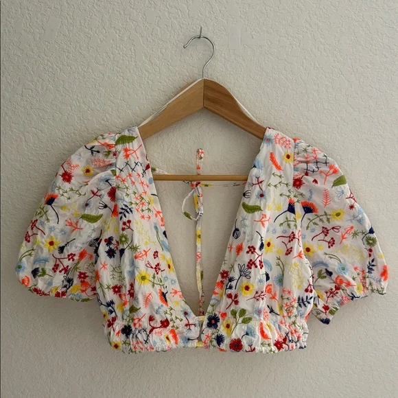 Zara Embroidered Crop Top Size S - Picture 3 of 10